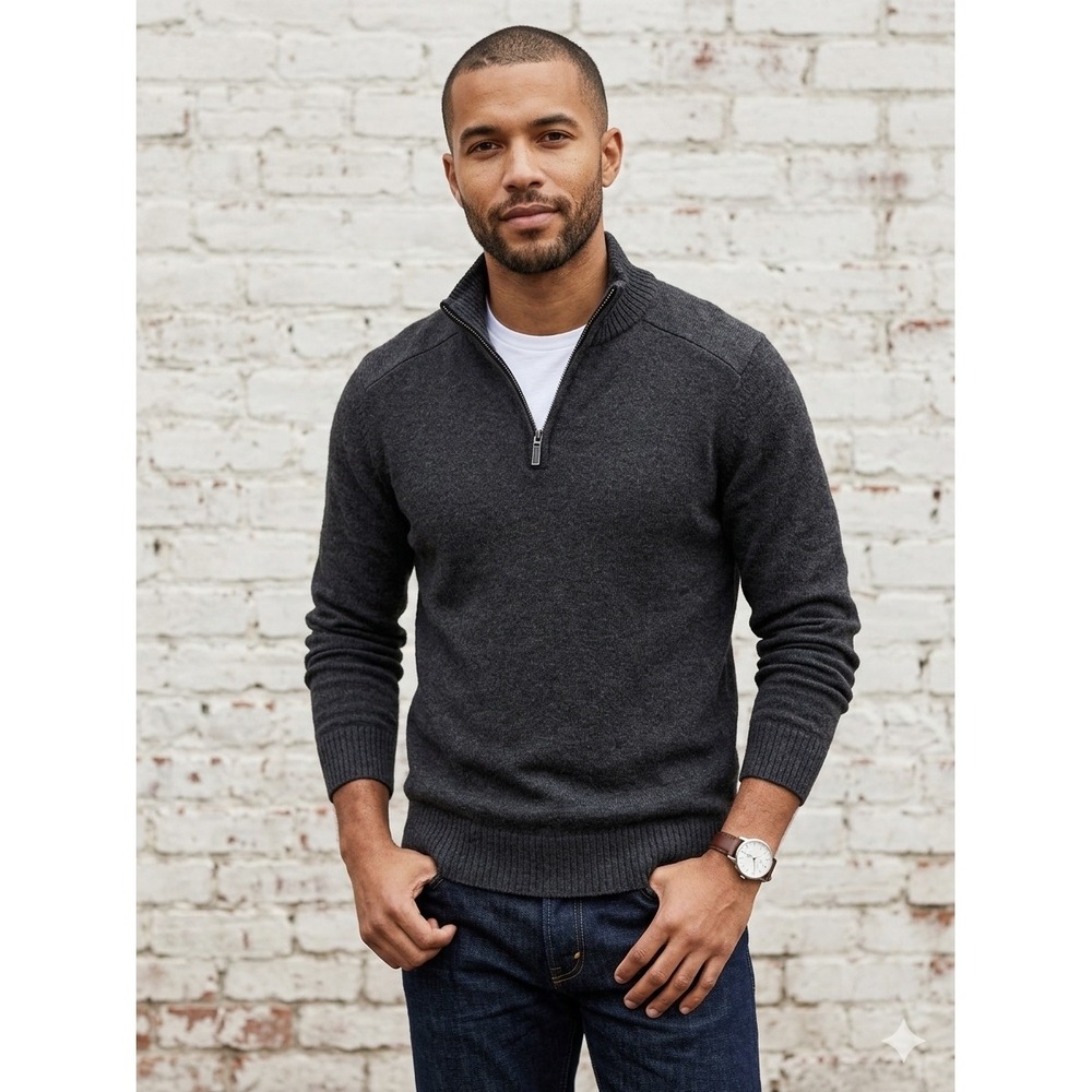 Smartwool Merino Wool Blend Quarter Zip Sweater Gray Small‎